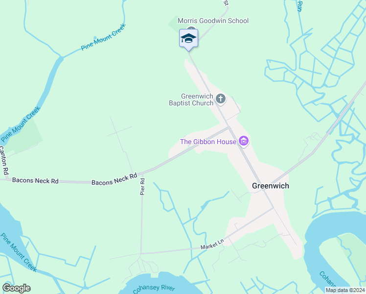 map of restaurants, bars, coffee shops, grocery stores, and more near 47 Bacons Neck Road in Greenwich