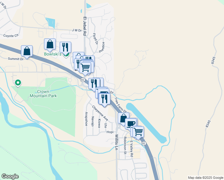 map of restaurants, bars, coffee shops, grocery stores, and more near 145 Juniper Trail in Carbondale