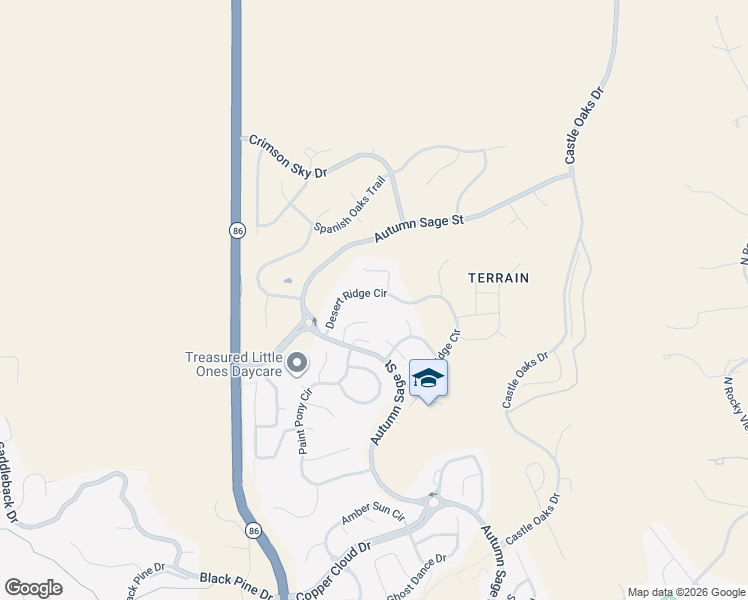 map of restaurants, bars, coffee shops, grocery stores, and more near 3696 Desert Ridge Circle in Castle Rock