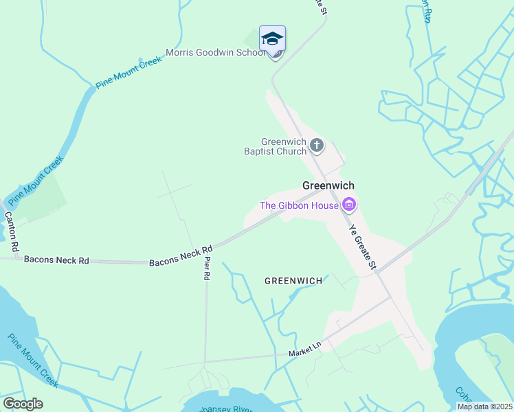 map of restaurants, bars, coffee shops, grocery stores, and more near 47 Bacons Neck Road in Greenwich