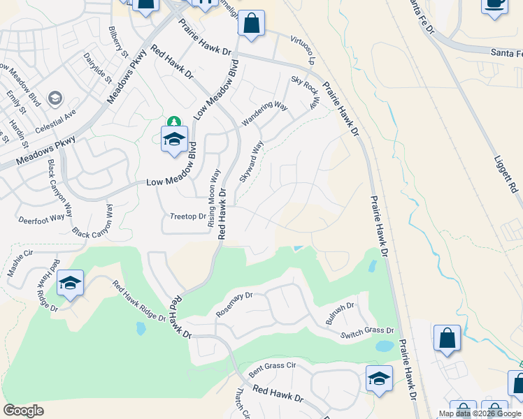 map of restaurants, bars, coffee shops, grocery stores, and more near 1570 Gentle Rain Drive in Castle Rock