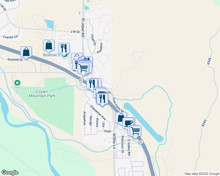 map of restaurants, bars, coffee shops, grocery stores, and more near 145 Juniper Trail in Carbondale