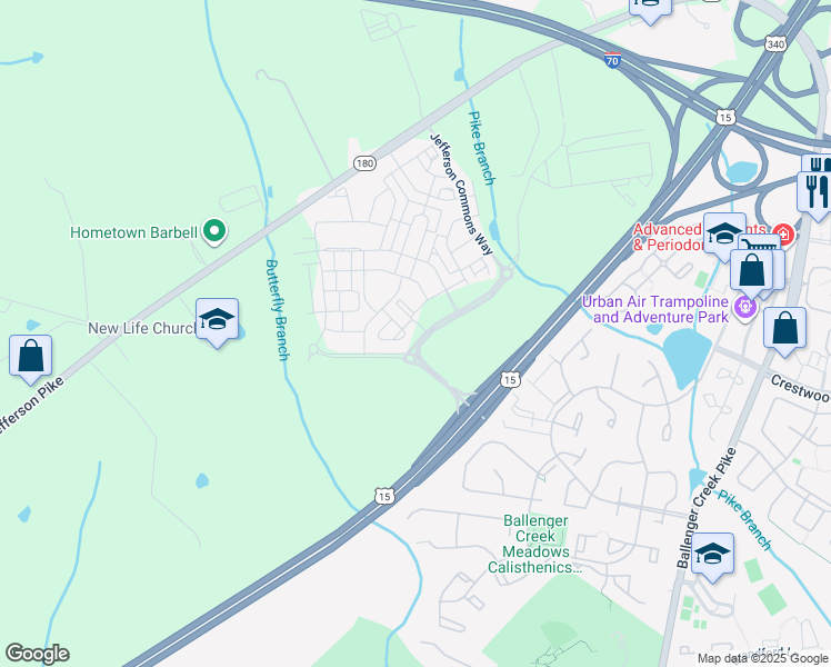 map of restaurants, bars, coffee shops, grocery stores, and more near 5841 White Lake Lane in Frederick