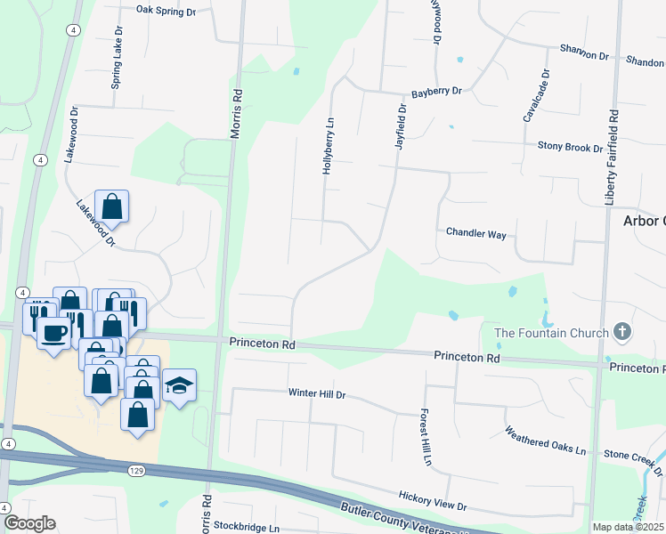 map of restaurants, bars, coffee shops, grocery stores, and more near 6473 Jayfield Drive in Hamilton