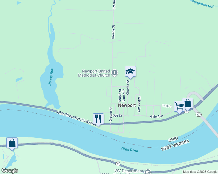 map of restaurants, bars, coffee shops, grocery stores, and more near 355 Greene St in Newport