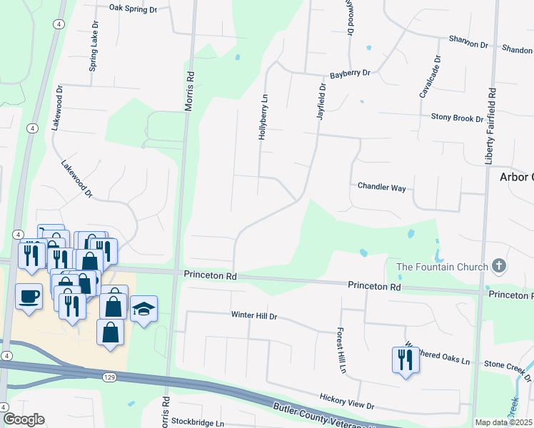 map of restaurants, bars, coffee shops, grocery stores, and more near 6473 Jayfield Drive in Hamilton