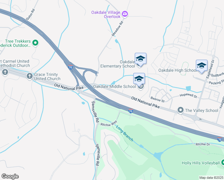 map of restaurants, bars, coffee shops, grocery stores, and more near 9840 Old National Pike in Ijamsville