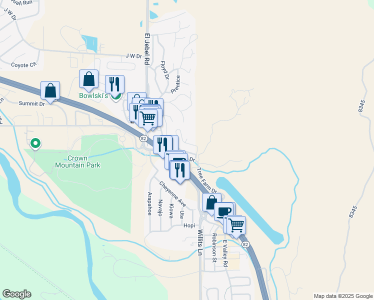 map of restaurants, bars, coffee shops, grocery stores, and more near 145 Juniper Trail in Carbondale