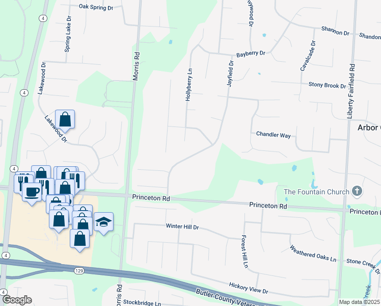 map of restaurants, bars, coffee shops, grocery stores, and more near 6473 Jayfield Drive in Hamilton