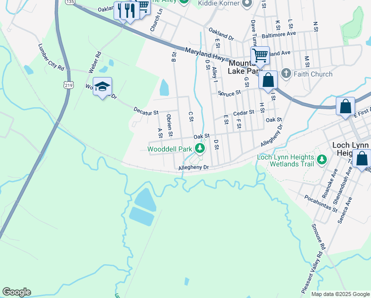 map of restaurants, bars, coffee shops, grocery stores, and more near 27 B Street in Oakland