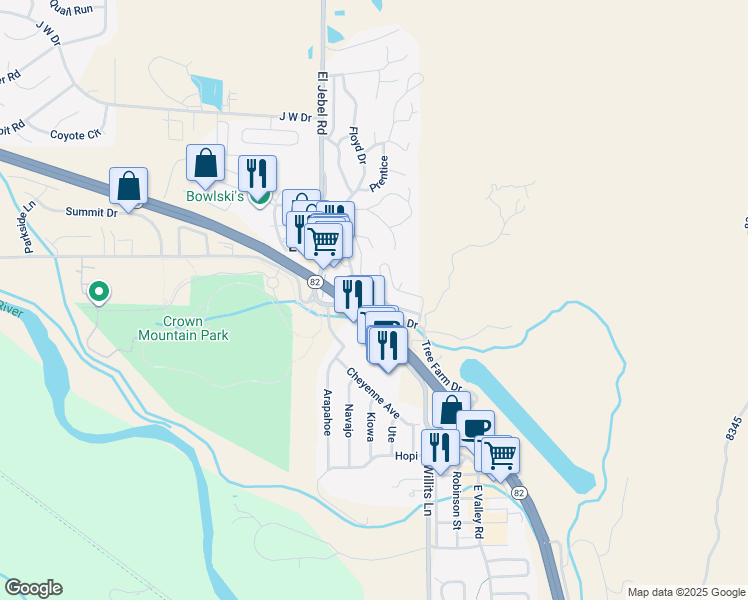 map of restaurants, bars, coffee shops, grocery stores, and more near 218 East Valley Road in Carbondale