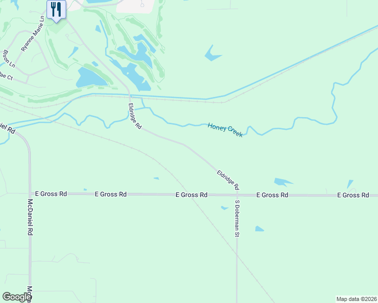 map of restaurants, bars, coffee shops, grocery stores, and more near 5736-6298 Eldridge Road in Terre Haute