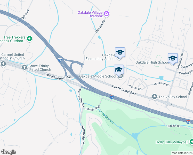 map of restaurants, bars, coffee shops, grocery stores, and more near 9840 Old National Pike in Ijamsville