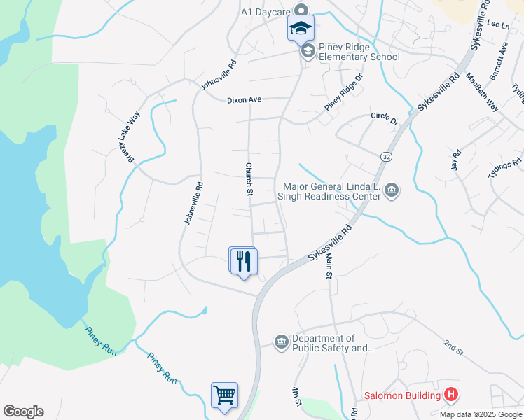 map of restaurants, bars, coffee shops, grocery stores, and more near 909 Trayer Avenue in Eldersburg