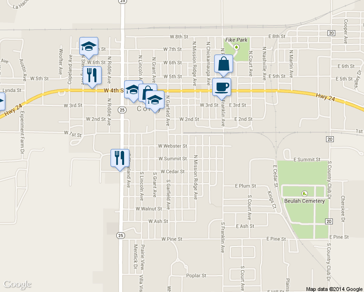 map of restaurants, bars, coffee shops, grocery stores, and more near 398 West Webster Street in Colby