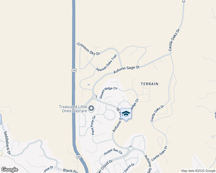 map of restaurants, bars, coffee shops, grocery stores, and more near 3633 Desert Ridge Circle in Castle Rock