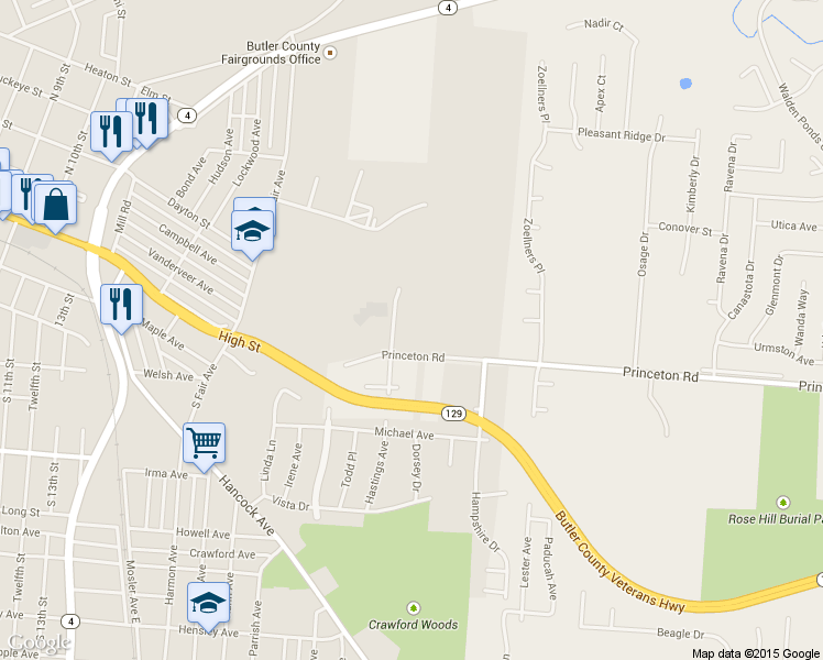 map of restaurants, bars, coffee shops, grocery stores, and more near 1810 Hamilton Princeton Road in Hamilton