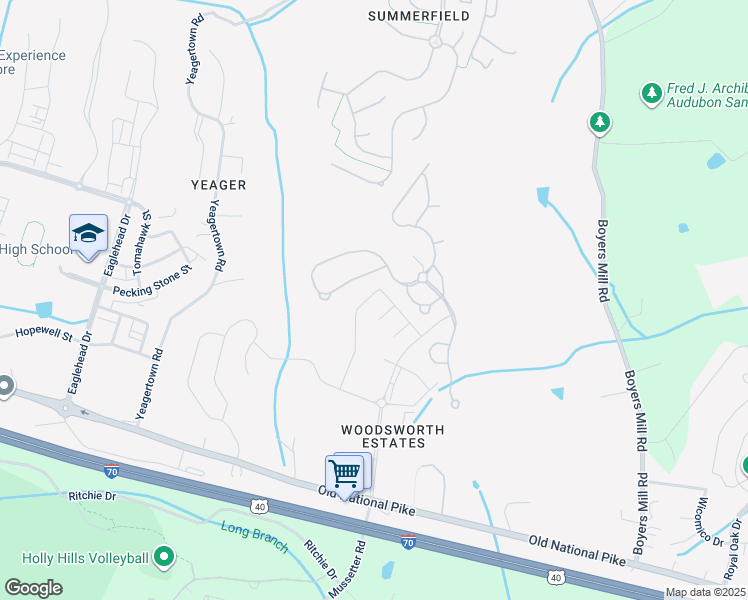 map of restaurants, bars, coffee shops, grocery stores, and more near 5829 Drexal Avenue in New Market