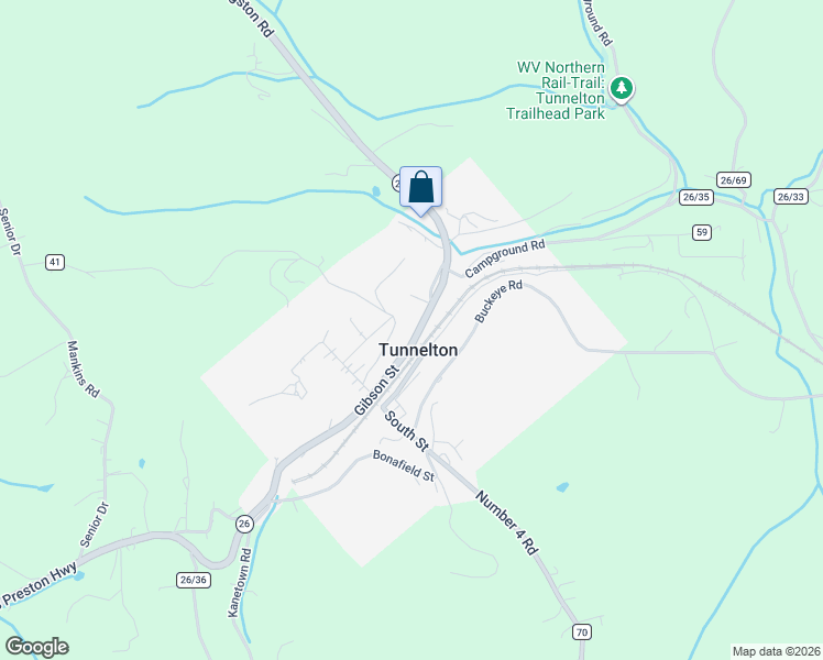 map of restaurants, bars, coffee shops, grocery stores, and more near 24 Maple St in Tunnelton