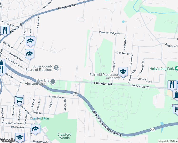map of restaurants, bars, coffee shops, grocery stores, and more near 2698 John Jacob Court in Hamilton