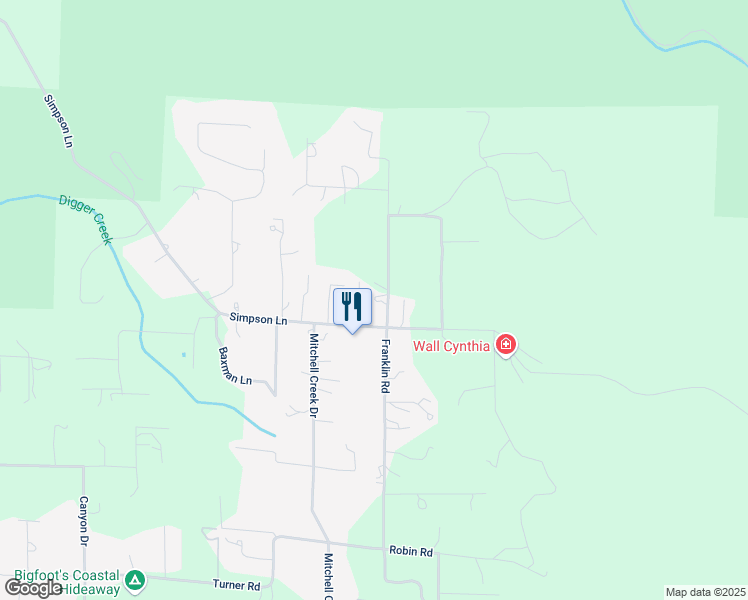 map of restaurants, bars, coffee shops, grocery stores, and more near 17100 Franklin Road in Fort Bragg
