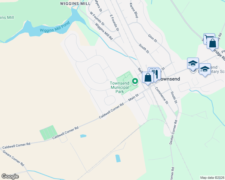 map of restaurants, bars, coffee shops, grocery stores, and more near 302 Helen Drive in Townsend