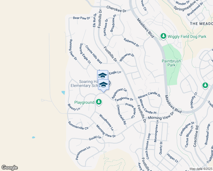 map of restaurants, bars, coffee shops, grocery stores, and more near 4665 Tanglevine Drive in Castle Rock