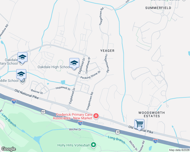 map of restaurants, bars, coffee shops, grocery stores, and more near 5915 Pecking Stone Street in New Market
