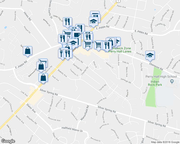 map of restaurants, bars, coffee shops, grocery stores, and more near 4303 Cottington Road in Nottingham