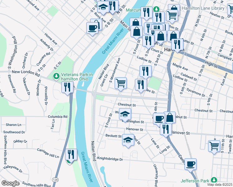 map of restaurants, bars, coffee shops, grocery stores, and more near 31 Hurm Street in Hamilton