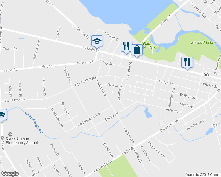 map of restaurants, bars, coffee shops, grocery stores, and more near 202 Patricia Avenue in Millville