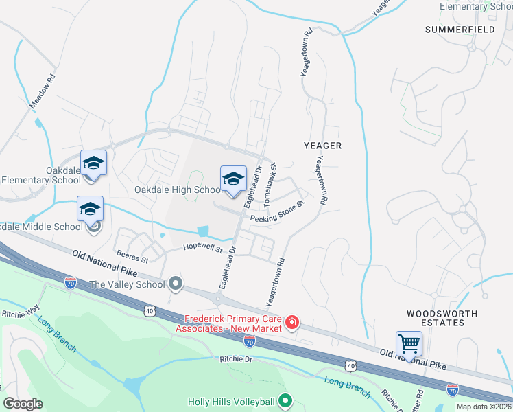 map of restaurants, bars, coffee shops, grocery stores, and more near 10269 Quillback Street in New Market