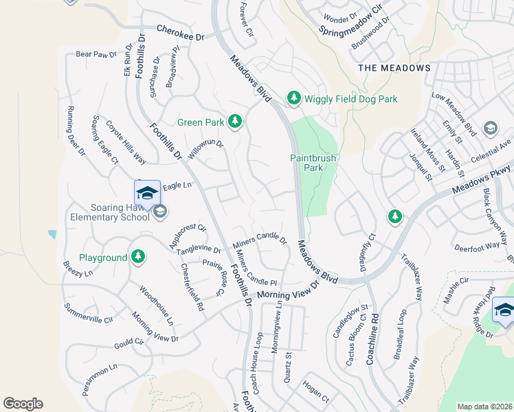 map of restaurants, bars, coffee shops, grocery stores, and more near 4115 Scarlet Oak Court in Castle Rock