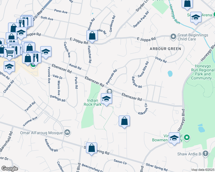 map of restaurants, bars, coffee shops, grocery stores, and more near 9001 Perryvale Road in Nottingham