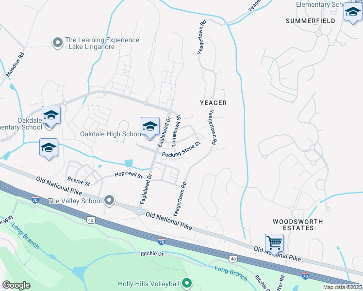 map of restaurants, bars, coffee shops, grocery stores, and more near 5873 Tomahawk Street in New Market