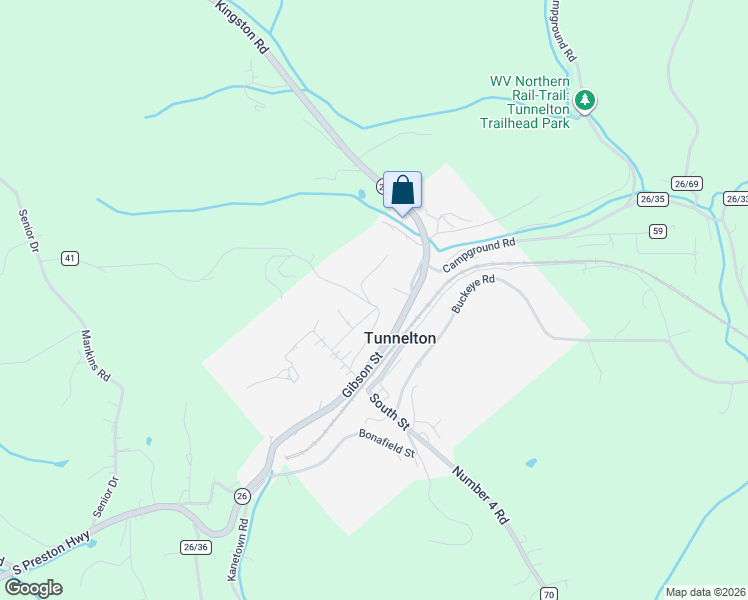 map of restaurants, bars, coffee shops, grocery stores, and more near 24 Maple St in Tunnelton