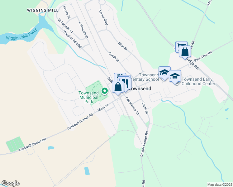 map of restaurants, bars, coffee shops, grocery stores, and more near 586 Railroad Avenue in Townsend