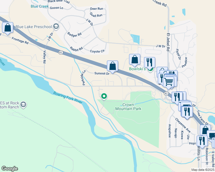 map of restaurants, bars, coffee shops, grocery stores, and more near 250 Valley Road in Carbondale