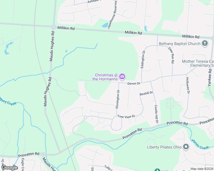 map of restaurants, bars, coffee shops, grocery stores, and more near 6591 Devon Drive in Butler County