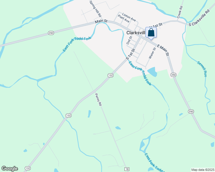 map of restaurants, bars, coffee shops, grocery stores, and more near 489 Ohio 132 in Clarksville