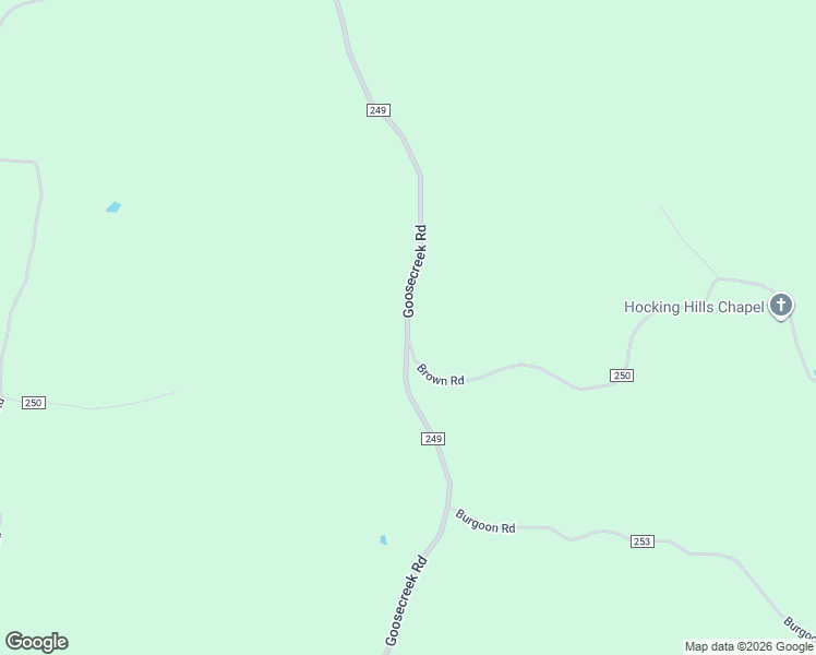 map of restaurants, bars, coffee shops, grocery stores, and more near County Road 249 in Hocking County