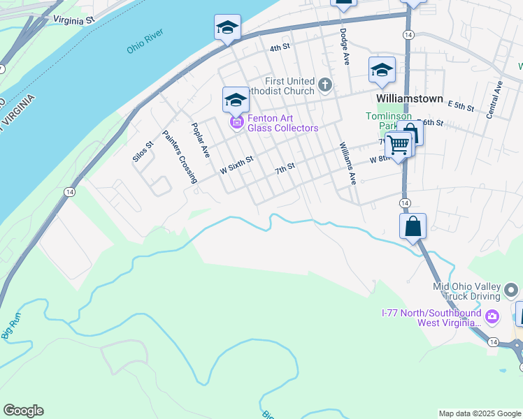 map of restaurants, bars, coffee shops, grocery stores, and more near 707 Cherry Ave in Williamstown