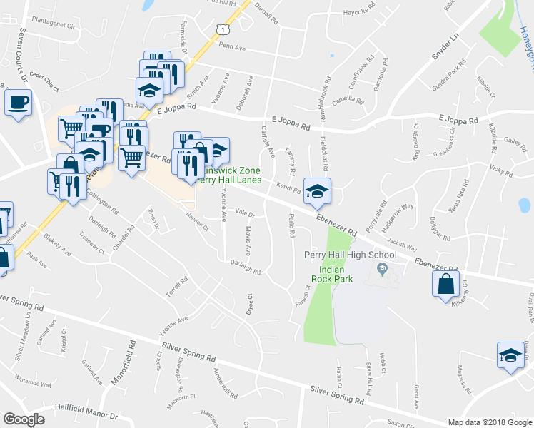 map of restaurants, bars, coffee shops, grocery stores, and more near 8937 Carlisle Avenue in Nottingham