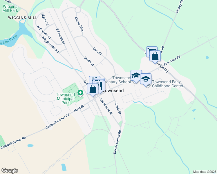 map of restaurants, bars, coffee shops, grocery stores, and more near 304 Gray Street in Townsend