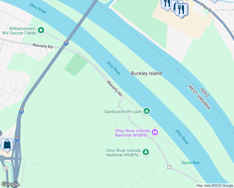 map of restaurants, bars, coffee shops, grocery stores, and more near 4461 Waverly Road in Williamstown