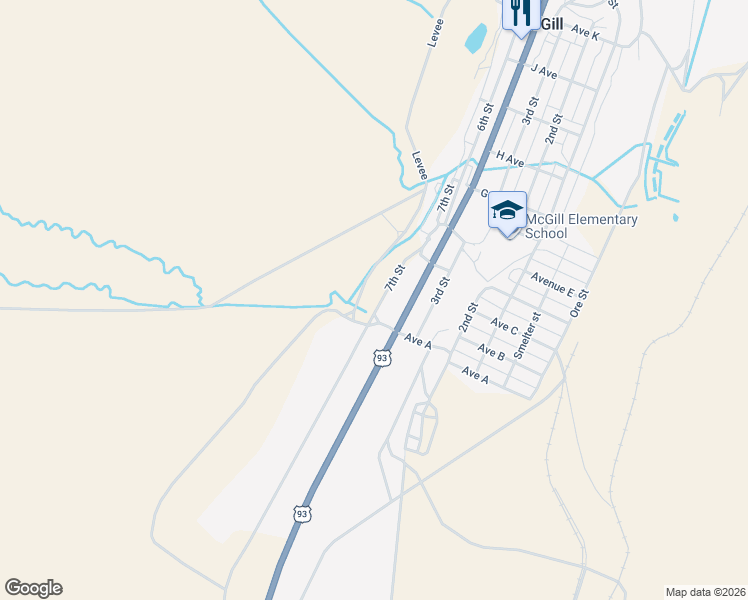 map of restaurants, bars, coffee shops, grocery stores, and more near 97-115 Lincoln Highway in Ely