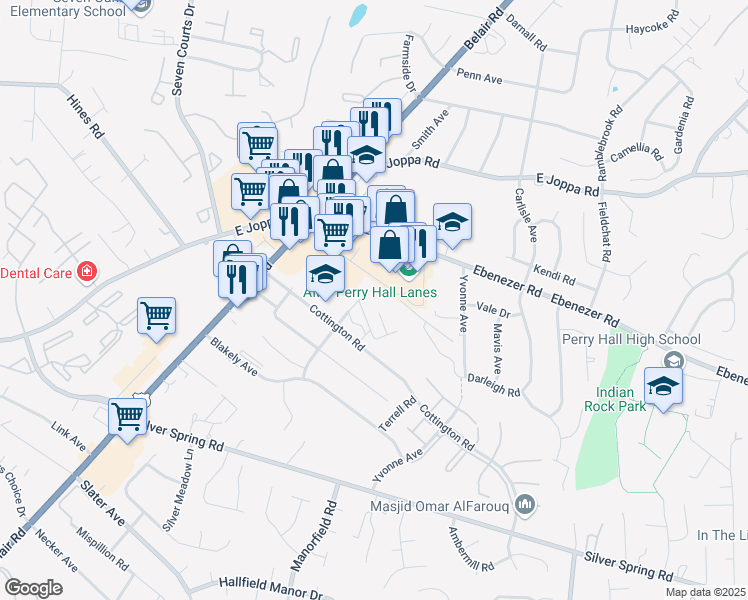 map of restaurants, bars, coffee shops, grocery stores, and more near 4102 Wean Drive in Nottingham