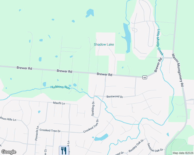 map of restaurants, bars, coffee shops, grocery stores, and more near 5705 Brewer Road in Mason