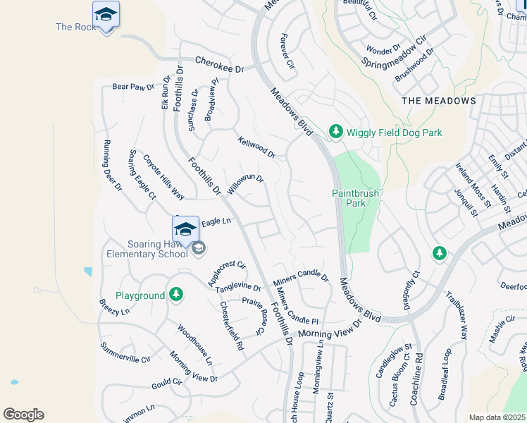 map of restaurants, bars, coffee shops, grocery stores, and more near 3203 Oakes Mill Place in Castle Rock