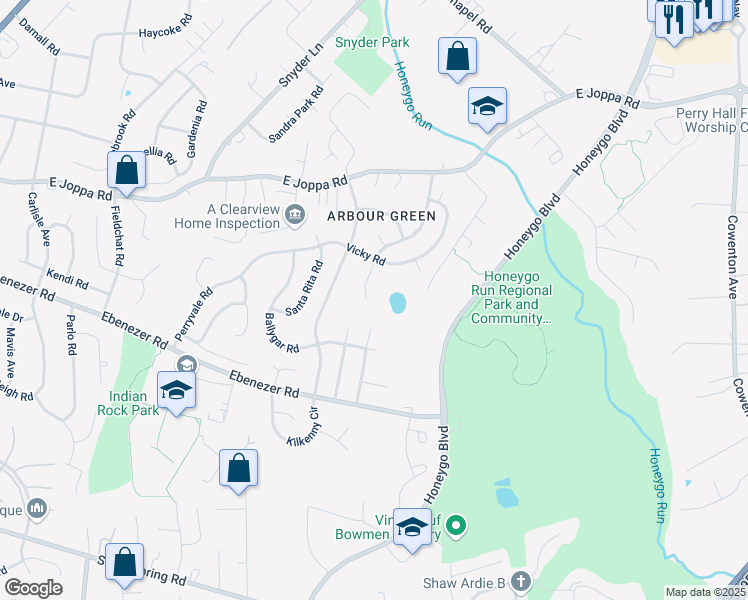 map of restaurants, bars, coffee shops, grocery stores, and more near 9103 Bowline Road in Nottingham